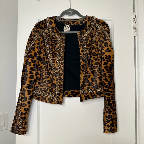 Haute Hippie cheetah blazer with actual metal chains - Picture 2 of 6